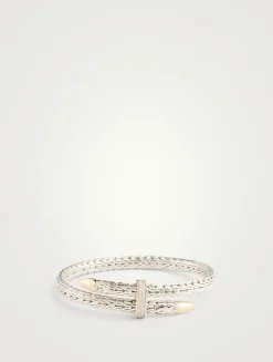 Spear Sterling Silver And Gold Flex Cuff With Diamonds