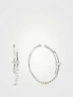 Spear Sterling Silver Hoop Earrings With Diamonds