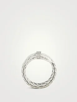 Spear Sterling Silver Ring With Diamonds