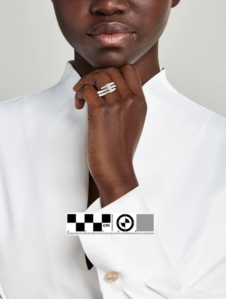 Spear Sterling Silver Ring With Diamonds