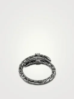 Spear Sterling Silver Single Wrap Ring With Pavé Diamonds