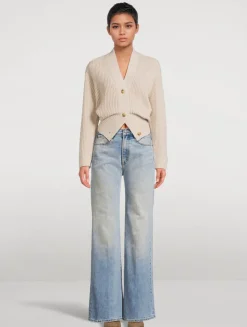 Split-Hem Ribbed Cardigan