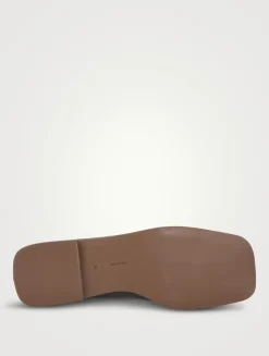 Square Leather T-Strap Ballet Flats