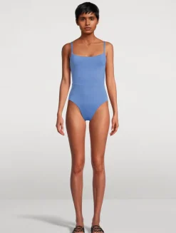 Square Neck Open Back One-Piece Swimsuit