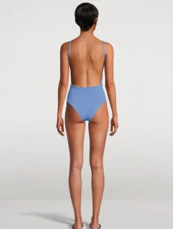 Square Neck Open Back One-Piece Swimsuit