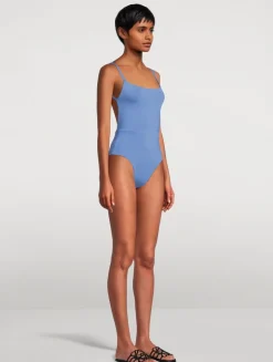 Square Neck Open Back One-Piece Swimsuit