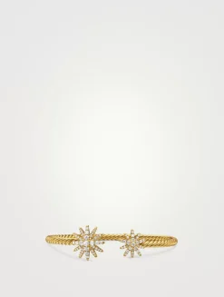 Starburst Cable Bracelet In 18k Yellow Gold With Diamonds, 3.5mm