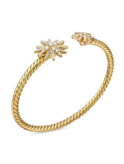 Starburst Cable Bracelet In 18k Yellow Gold With Diamonds, 3.5mm