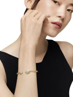 Starburst Cable Bracelet In 18k Yellow Gold With Diamonds, 3.5mm