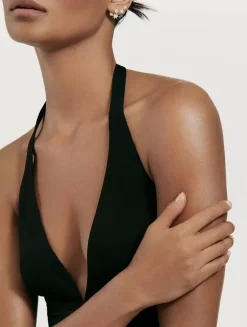 Starburst Climber Earrings In 18k Yellow Gold With Full Pavé Diamonds