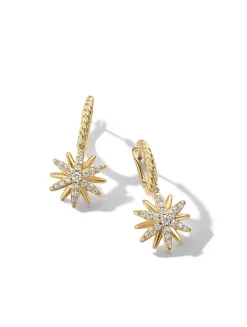 Starburst Drop Earrings In 18k Yellow Gold With Pavé Diamonds