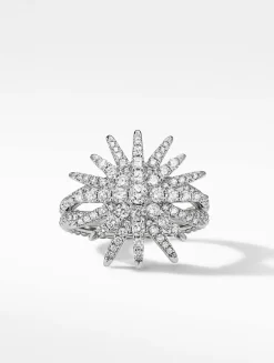 Starburst Ring In 18k White Gold With Full Pavé Diamonds