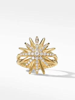 Starburst Ring In 18k Yellow Gold With Pavé Diamonds
