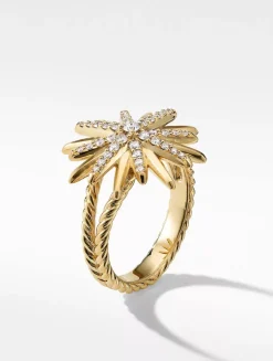Starburst Ring In 18k Yellow Gold With Pavé Diamonds