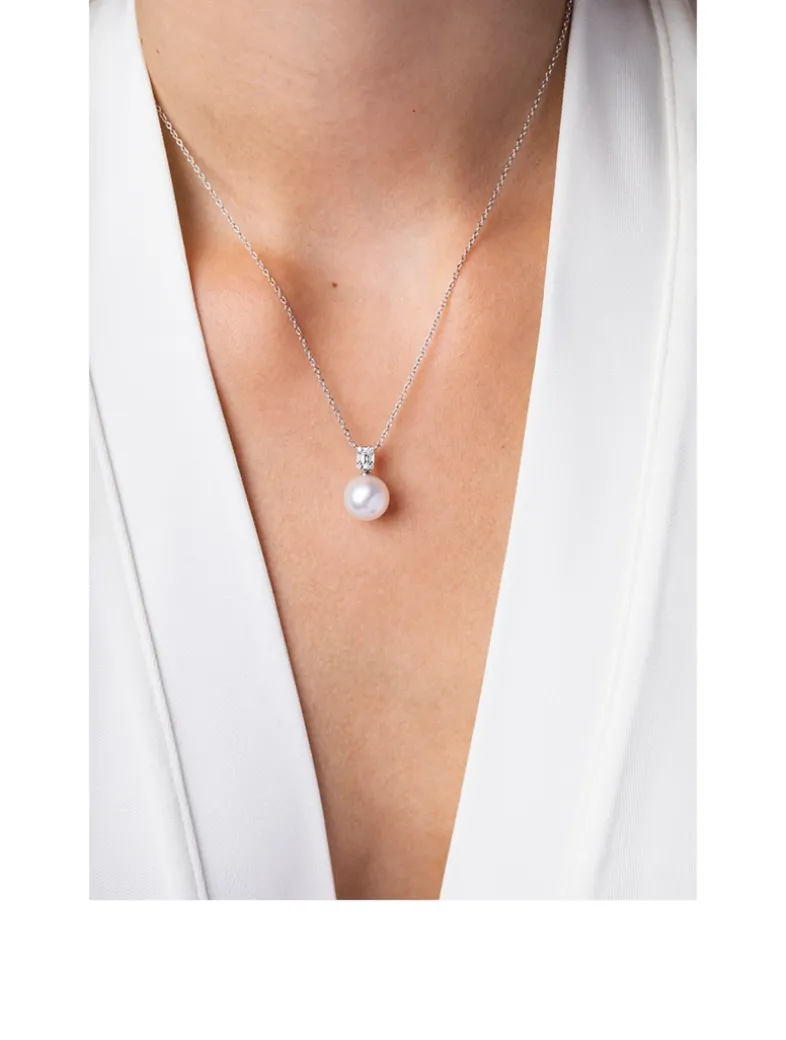 Starlight 18K White Gold South Sea Pearl Necklace With Diamonds