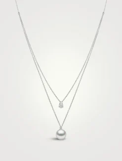 Starlight 18K White Gold South Sea Pearl Layered Necklace With Diamonds