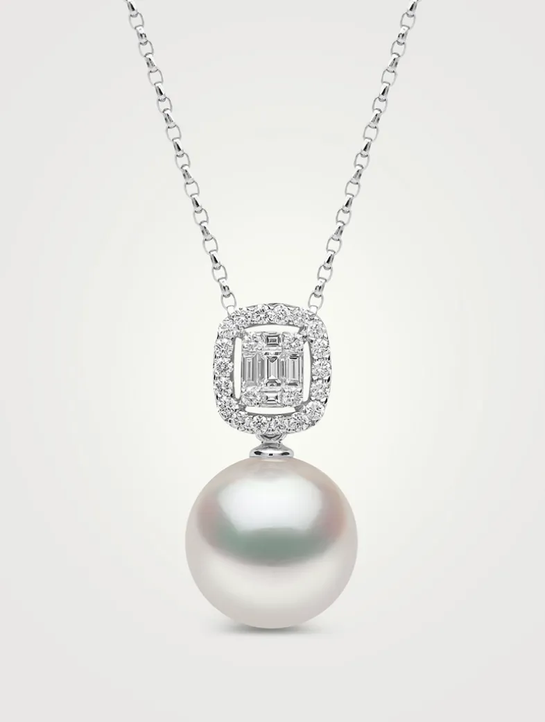 Starlight 18K White Gold South Sea Pearl Pendant With Diamonds