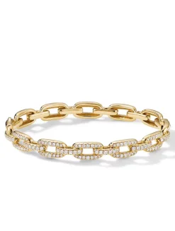 Stax Chain Link Bracelet In 18k Yellow Gold With Pavé Diamonds