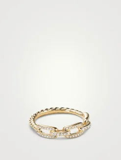 Stax Chain Link Ring In 18k Yellow Gold With Pavé Diamonds