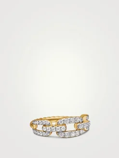 Stax Chain Link Ring In 18k Yellow Gold With Diamonds, 7mm