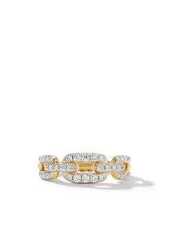 Stax Chain Link Ring In 18k Yellow Gold With Diamonds, 7mm