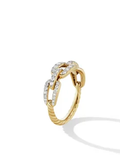 Stax Chain Link Ring In 18k Yellow Gold With Diamonds, 7mm