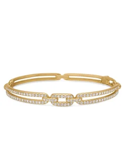 Stax Linked Bracelet In 18k Yellow Gold With Diamonds, 7mm