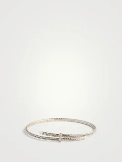 Sterling Silver Spear Coil Choker Necklace With Diamonds