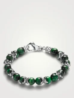 Sterling Silver Tiger Eye Beaded Bracelet