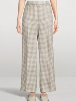 Straight-Leg Trousers in Check Print