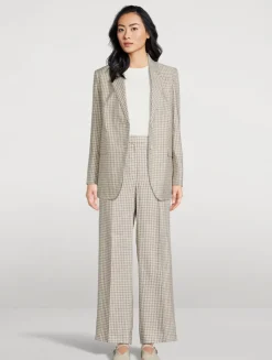 Straight-Leg Trousers in Check Print