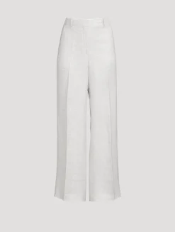 Straight-Leg Trousers In Houndstooth Print