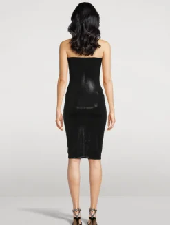 Strapless Shirred Midi Dress