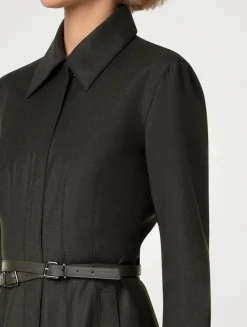 Stretch Wool Flannel Midi Dress