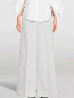 Stretch Wool Flared Trousers