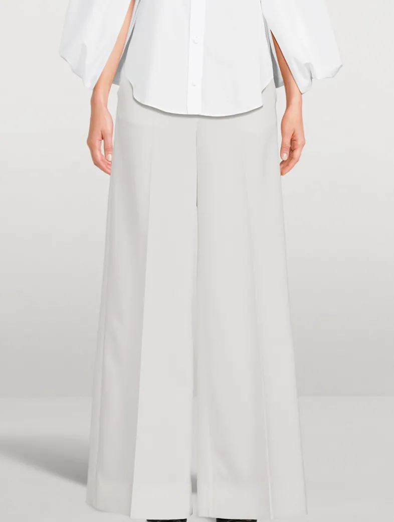 Stretch Wool Flared Trousers