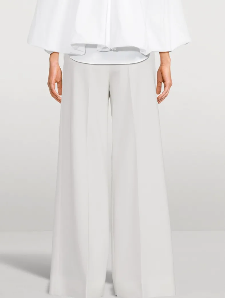 Stretch Wool Flared Trousers