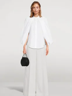 Stretch Wool Flared Trousers