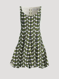 Stretch Wool Mini Dress In Geometric Print