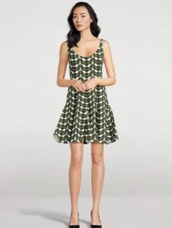 Stretch Wool Mini Dress In Geometric Print