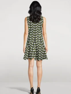 Stretch Wool Mini Dress In Geometric Print