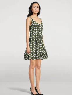 Stretch Wool Mini Dress In Geometric Print