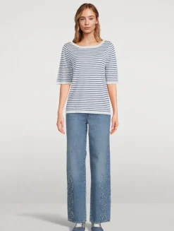 Stripe Jacquard Linen Sweater