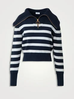 Stripe Jacquard Polo Sweater