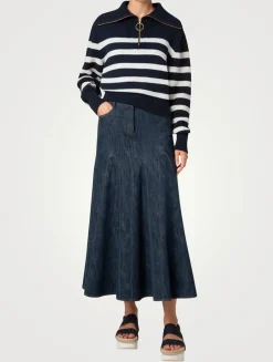 Stripe Jacquard Polo Sweater