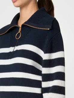 Stripe Jacquard Polo Sweater