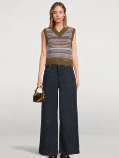 Stripe Jacquard Sweater Vest