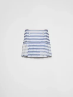 Striped Poplin Miniskirt