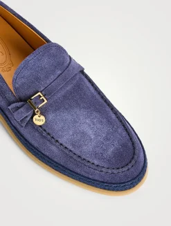 Suede And Raffia Loafers