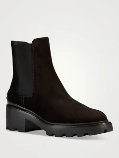 Suede Block-Heel Chelsea Boots